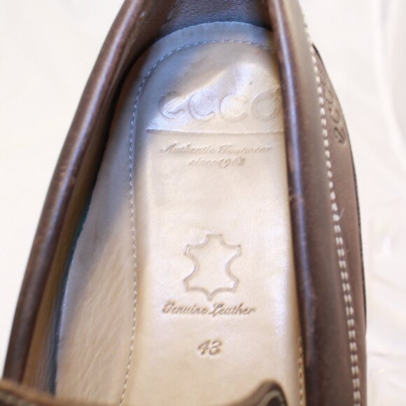 ECCO Size 43 (US 9-9.5) Brown Leather Classic Comfort Slip On Moc Toe Loafers main image 12